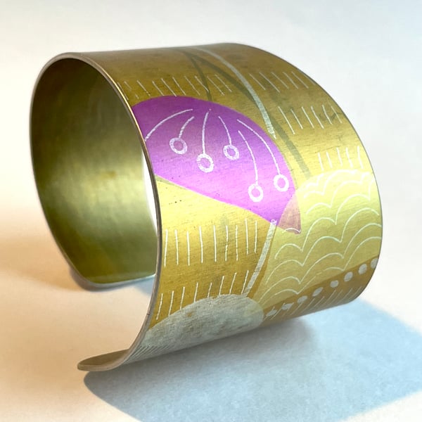 Seconds Sunday- hand printed seed head bracelet - golden yellow
