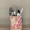 Tin Can Cosy - Pink Stems with bright blue lining
