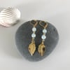 Amazonite gemstone earrings with gold plated leaves 
