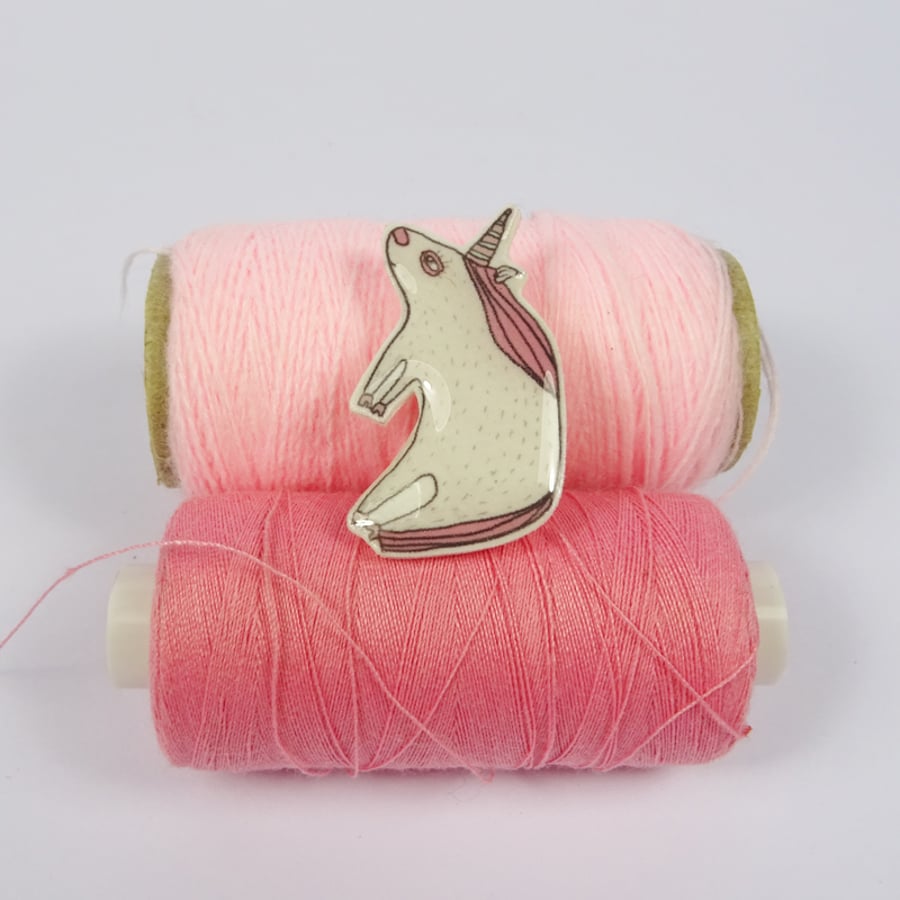 Unicorn Illustrated brooch