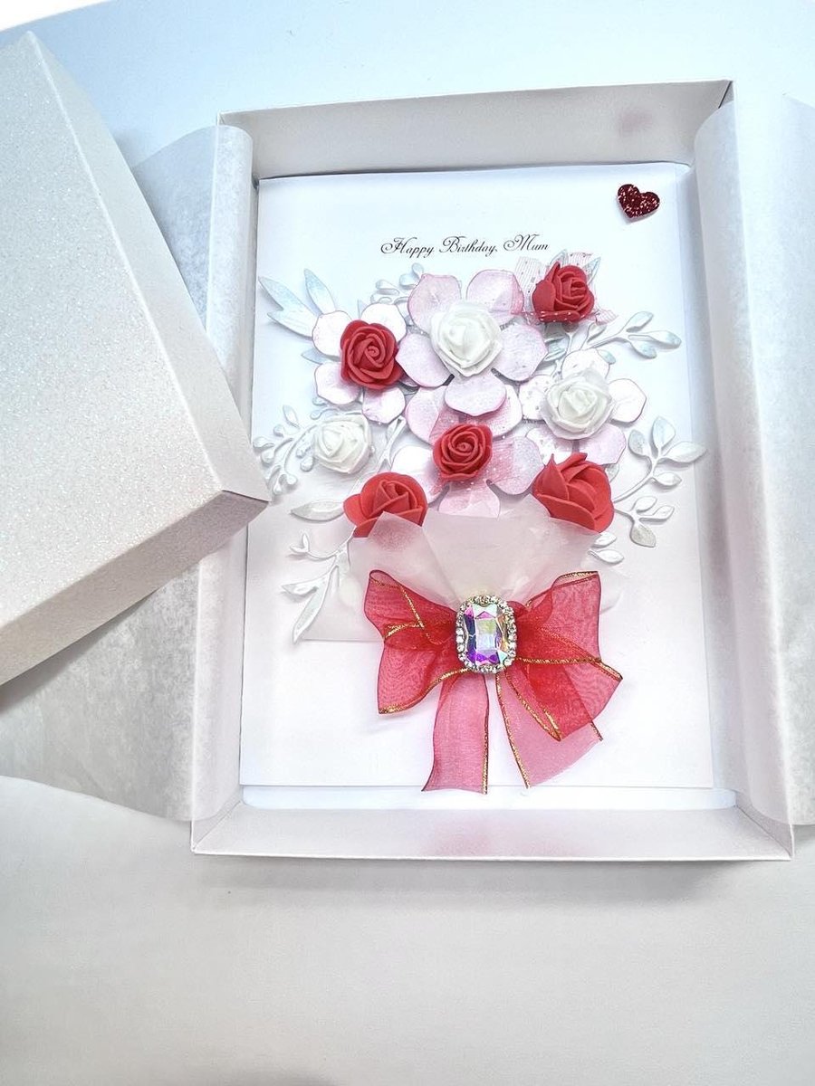 Luxury Personalised Handmade Birthday Card, 3D Flower Birthday Card C630