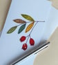 Embroidered Rosehips Greeting Card