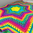 Chunky Rainbow Crochet Star Blanket Throw 