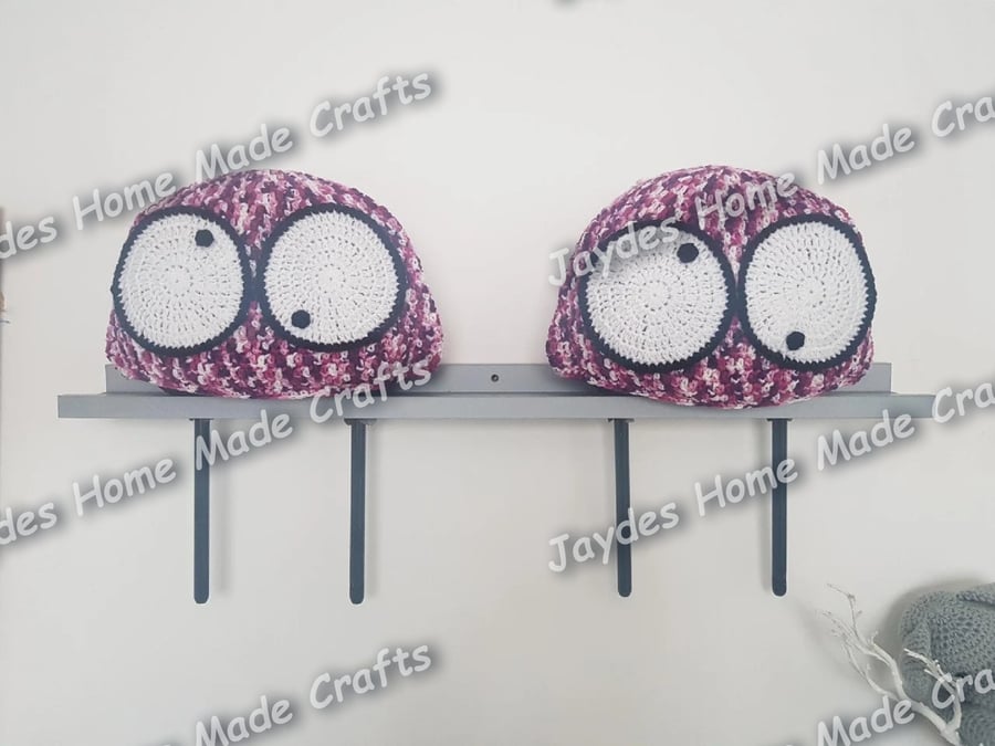 Crochet Purple Funky Eyes Headrest Covers