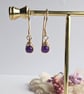 AMETHYST Dainty Wire Wrapped Earrings Sterling Silver February Birthstone - Image 8