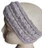 Handmade Light Grey Cable Knit Wool Headband Ear Warmer Winter Hairband Gift - Image 2