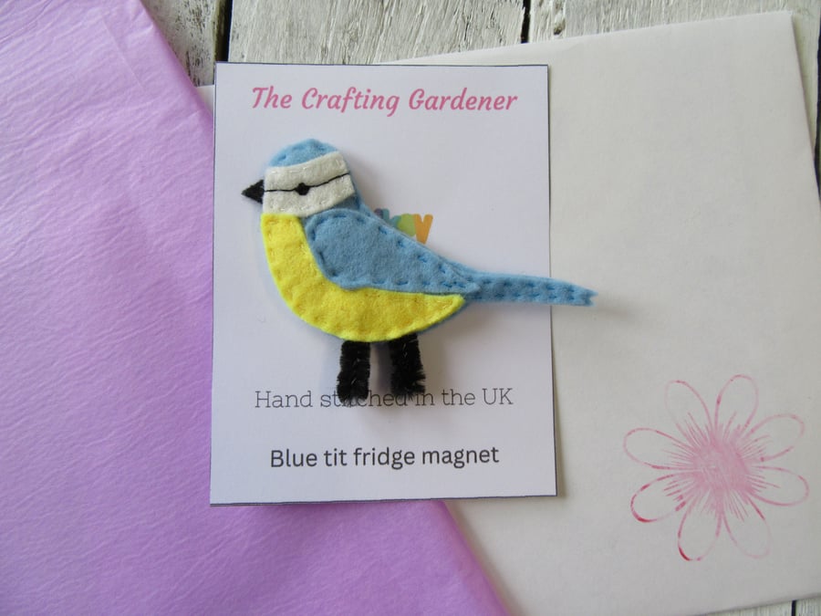 Blue tit fridge magnet, bird fridge magnets