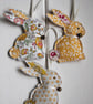 Easter bunny trio made from recycled fabrics in shades of yellow - Image 2