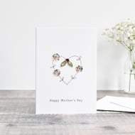 Handmade Mother's Day card, sewn Mothers day card, embroidered card for mum