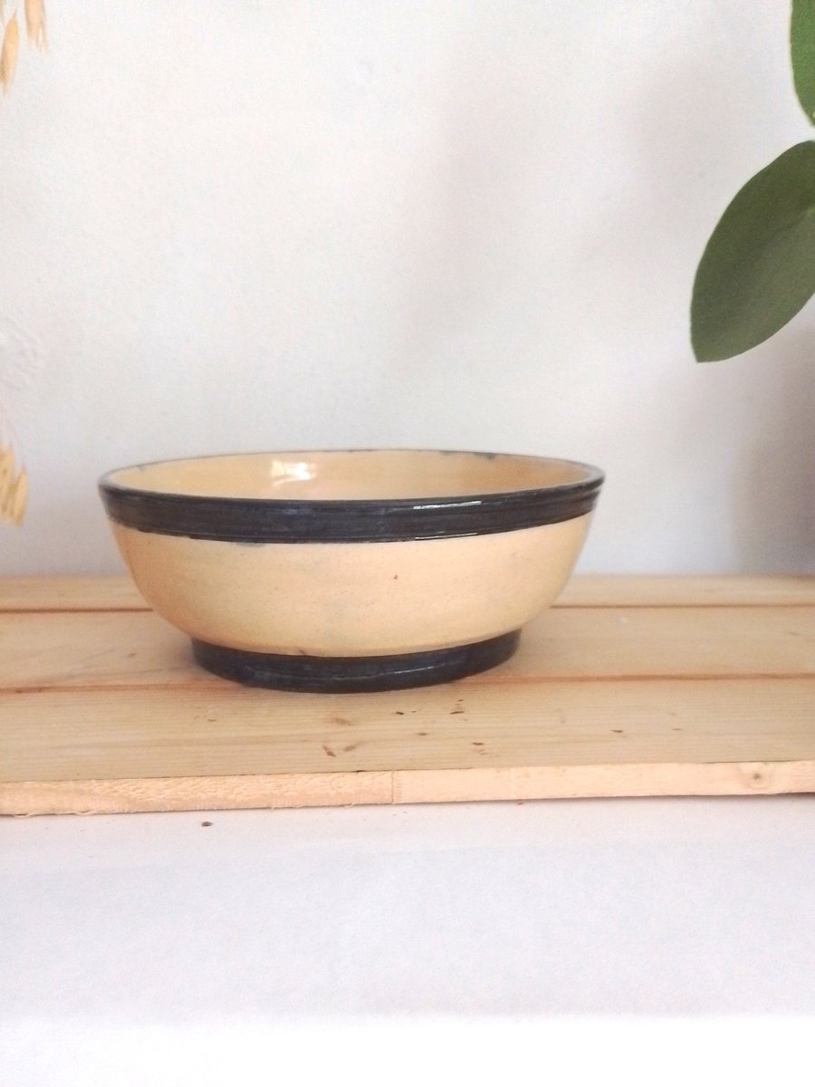 large ceramic white and blue food or kitchen bowl, Large white and blue bowl