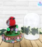 Crochet robin in decorative light up dome. Crochet ornament. Robin ornament.