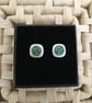 Pretty Green and Gold Stud Earrings - Image 1