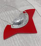 Recycled Aluminium Drink Can Base Metal, Unique Red Acrylic Shape Necklace  - Image 2