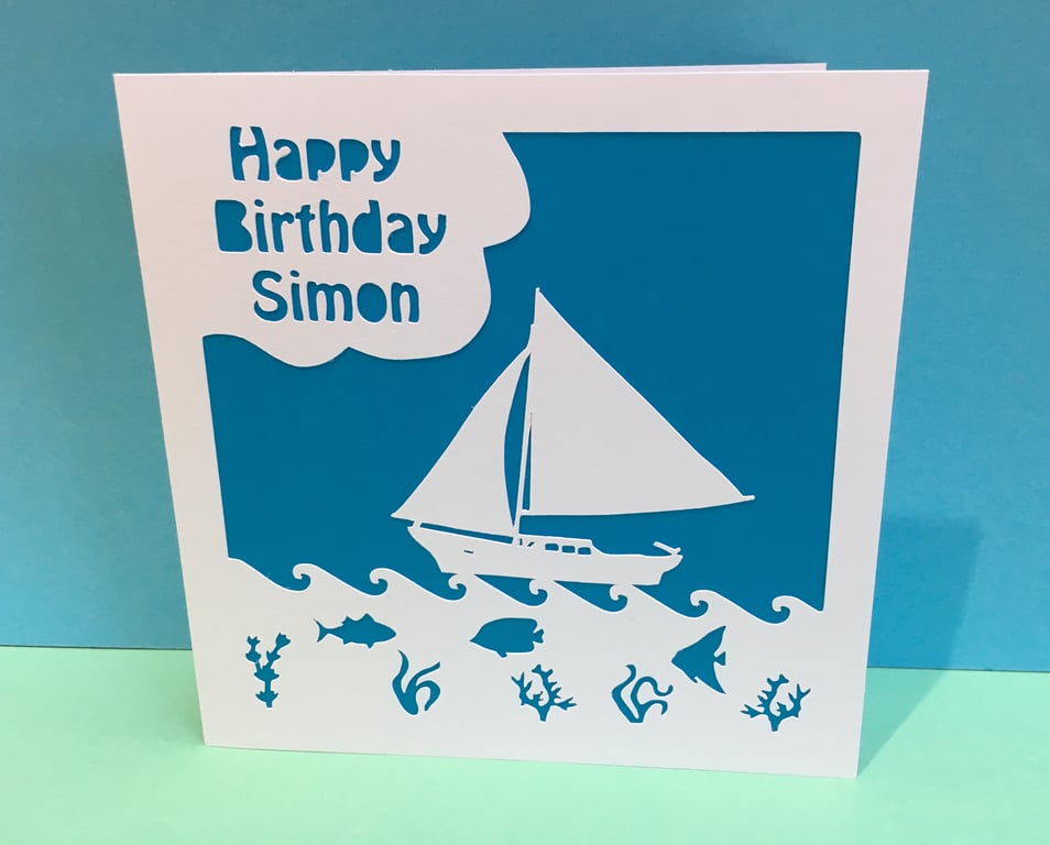 Sailing Boat Birthday Card - Personalised