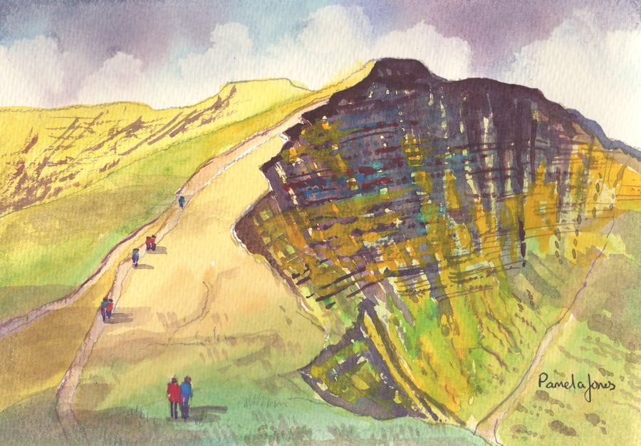 Walk To Pen Y Fan, Brecon Beacons, Wales, Original Watercolour in 14x11'' Mount