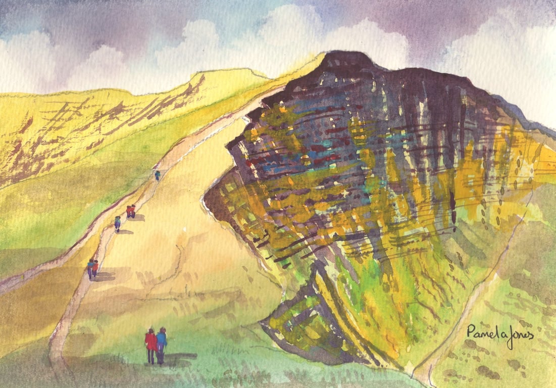 Walk To Pen Y Fan, Brecon Beacons, Wales, Original Watercolour in 14x11'' Mount