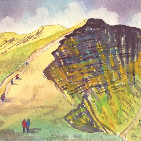 Walk To Pen Y Fan, Brecon Beacons, Wales, Original Watercolour in 14x11'' Mount