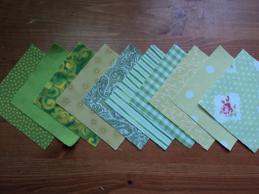 20 x 4" Green Patchwork Squares.