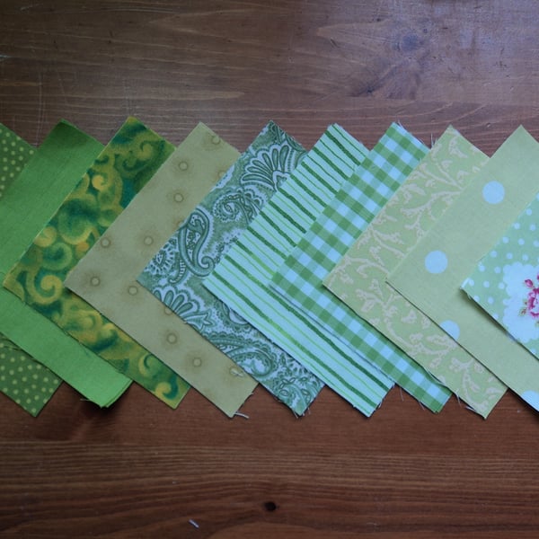 20 x 4" Green Patchwork Squares.