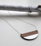 Wooden Semi Circle Contemporary  Necklace with Silver Leaf - Image 1