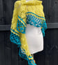 Zing and Teal Triangle Lace Shawl