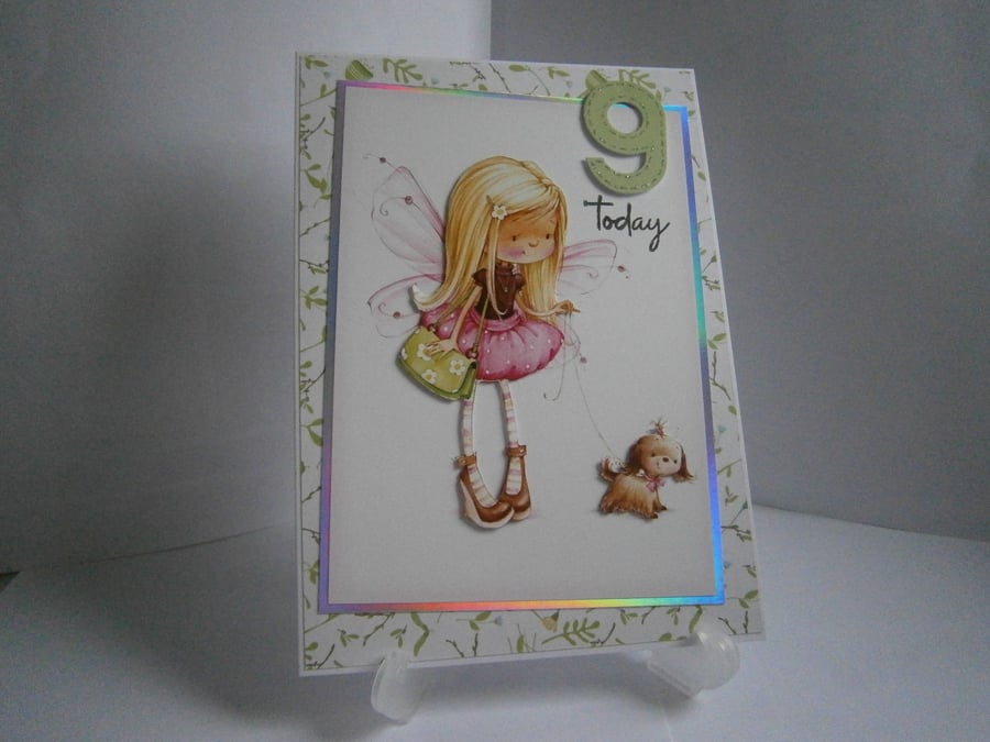 Handmade 5x7 Age Nine Birthday Card
