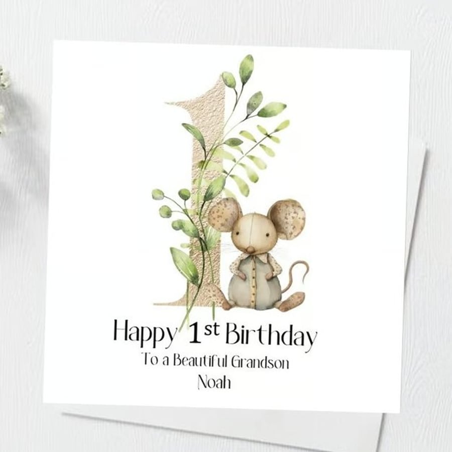 1st Birthday Card Personalised Girls or Boys Birthday Card Handmade