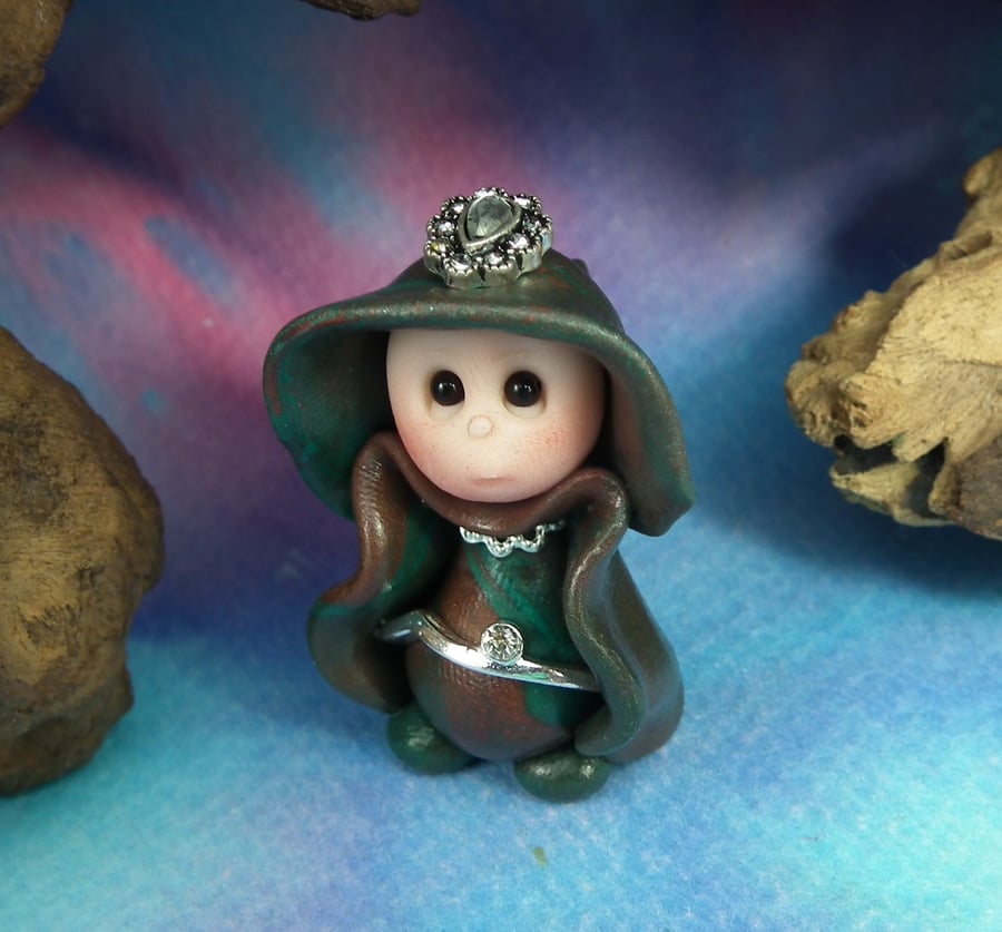 Princess 'Ipso' Tiny Royal Gnome with Crown Jewels OOAK Sculpt by Ann Galvin