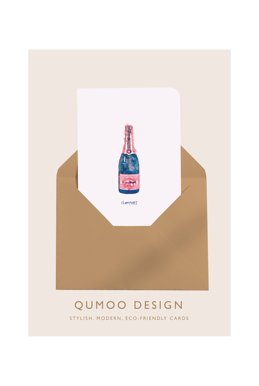 Wine Champers Champagne Blank Greetings Card (QM 293)
