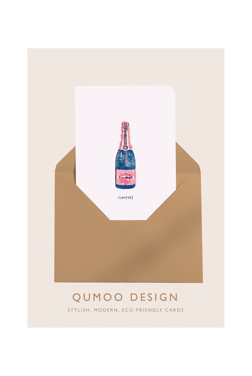 Wine Champers Champagne Blank Greetings Card (QM 293)