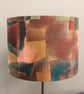 Abstract Earthy Tones Mid Century Style Lampshade in Retro Brown Teal fabric - Image 3