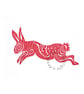 Original lino cut print Spiral Rabbit in Red - Image 1