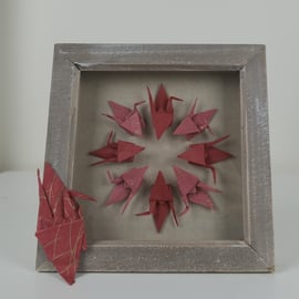 Origami Red Crane Frame Decoration 