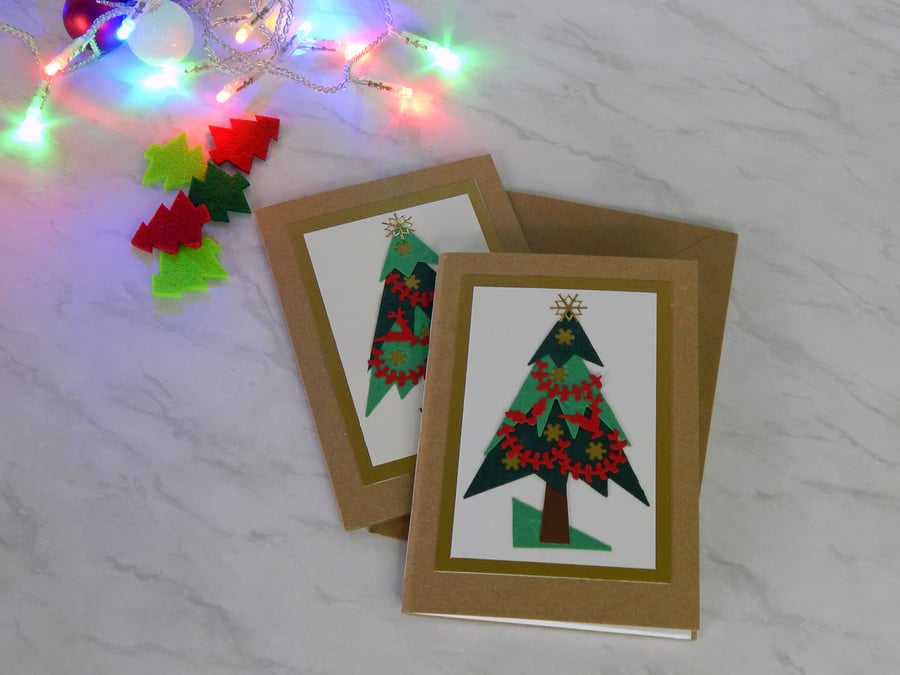 Christmas Tree Notebook with paper pieced Christmas Tree. Stocking Filler. 