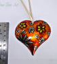 Small Orange Metal Heart Hanging Decoration. Made from a coffee tin. - Image 2