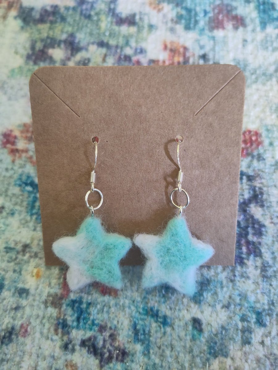 Needle-felted star earrings
