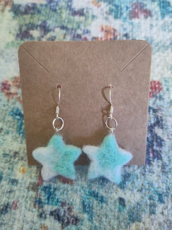 Needle-felted star earrings