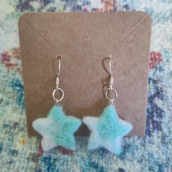 Needle-felted star earrings