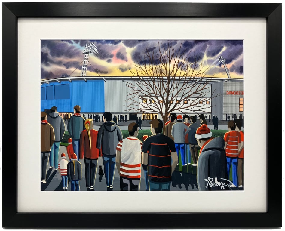 Doncaster Rovers FC, Eco Power Stadium. High Quality Framed Football Art Print