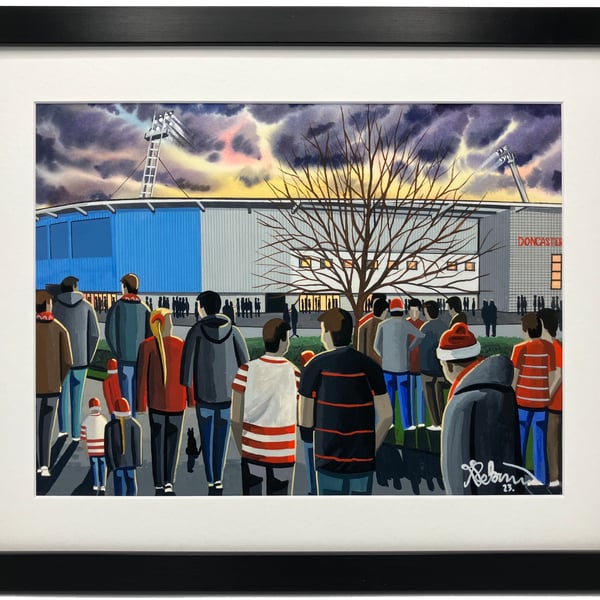 Doncaster Rovers FC, Eco Power Stadium. High Quality Framed Football Art Print