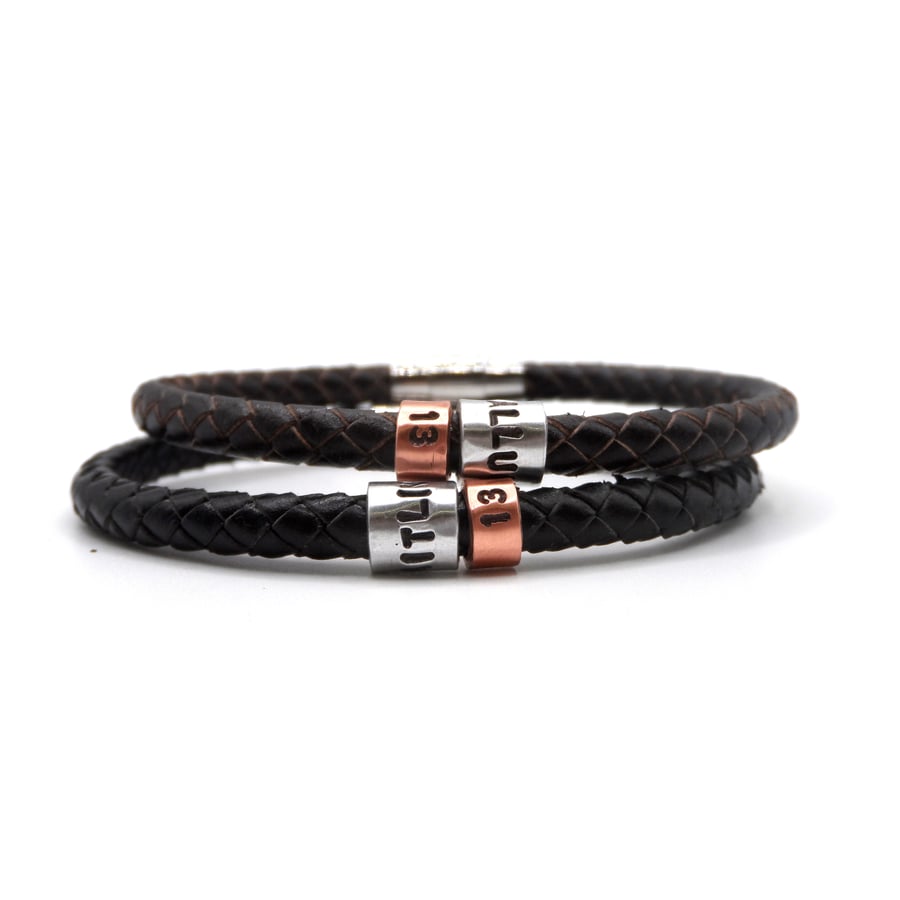 13th Birthday Gift - Personalised Leather Bracelet - Son Brother Grandson Nephew