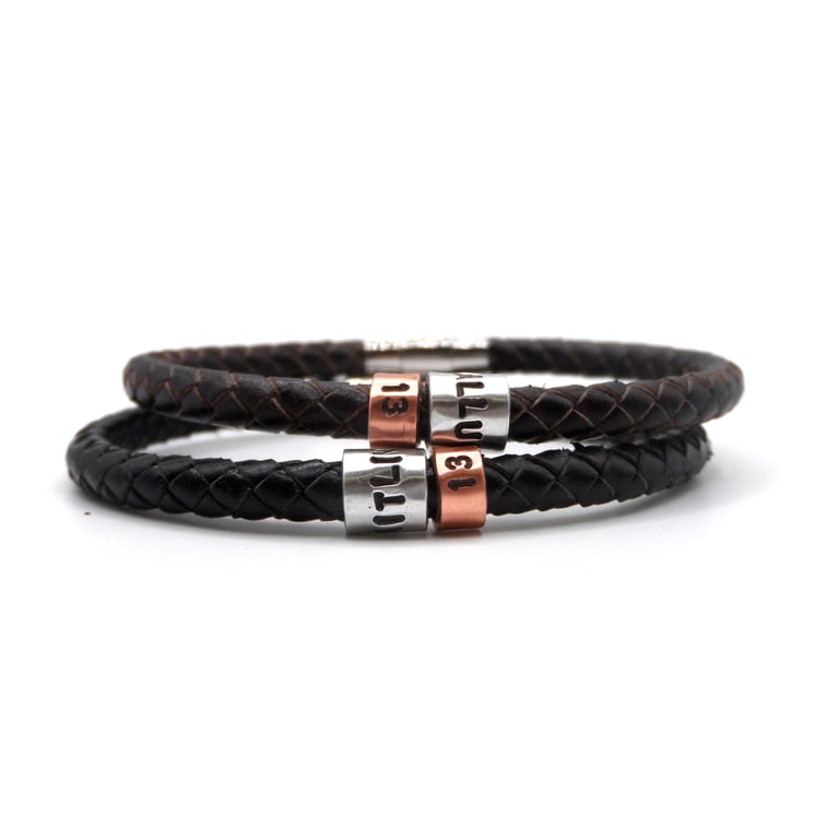 13th Birthday Gift - Personalised Leather Bracelet - Son Brother Grandson Nephew