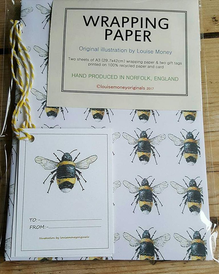 Bee wrapping paper Folksy