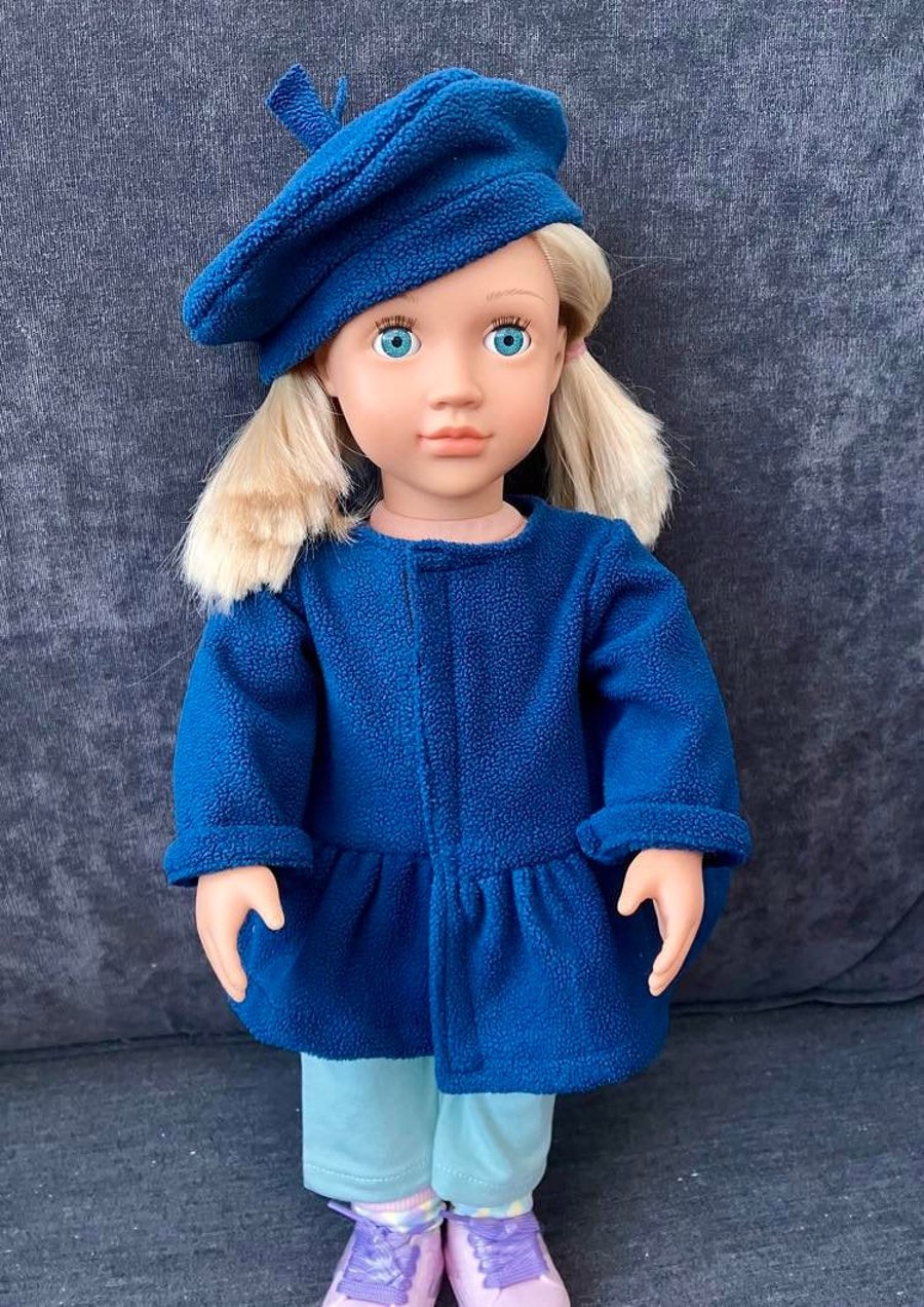 Fleece coat with beret for Our Generation or Baby Born dolls
