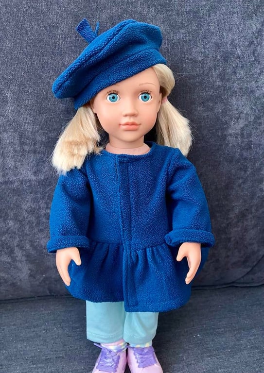 Fleece coat with beret for Our Generation or Baby Born dolls