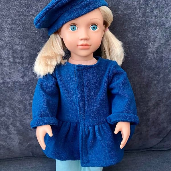 Fleece coat with beret for Our Generation or Baby Born dolls
