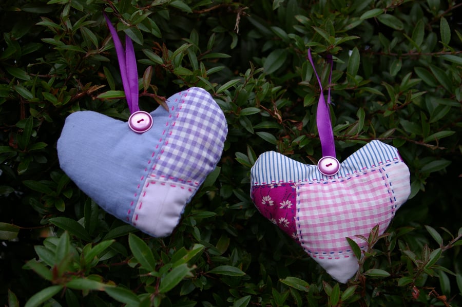 Lavender Patchwork Hearts