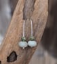 Frosted Amazonite and Rhyolite bead drop earrings, silver threader bead earrings - Image 8
