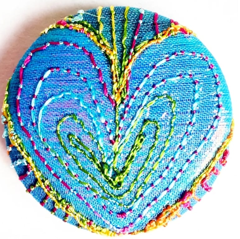 Buttons 1 inch button Hand Dyed Silks and Cottons Free Machine Embroidery Button