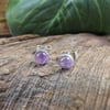 Stud Earrings, Fluorite and Sterling Silver 5mm Studs
